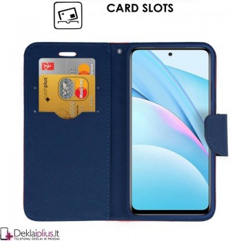Atverčiamas dėklas su skyreliais - raudonas (telefonams Xiaomi Mi 10T Lite)